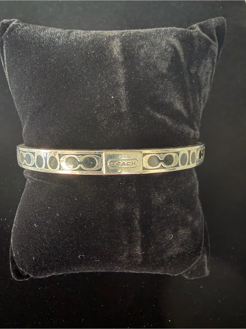 Coach Bangle Bracelet Black and Silver Enamel